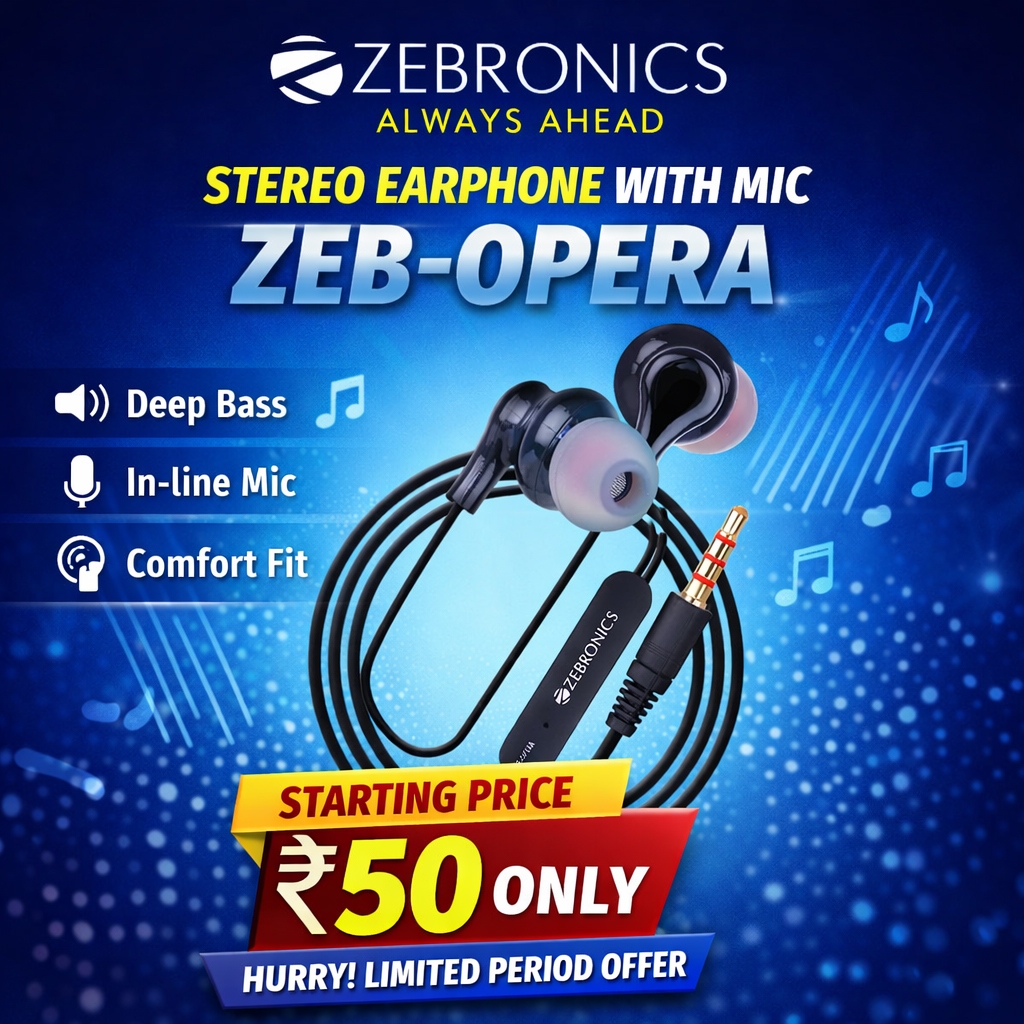 Zebronics Stereo Earphone With Mic Zeb Opera