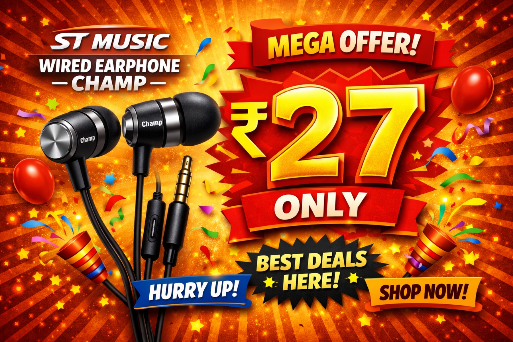 Special discount on ST Music Wired Earphone Champ